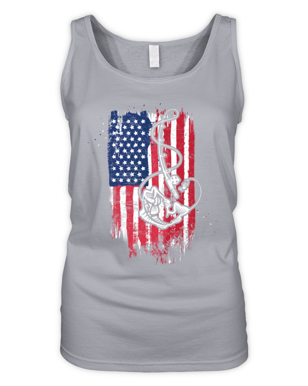 Vintage USA American Flag Bass Fishing Fisher Gift Organic Women's Tank Top