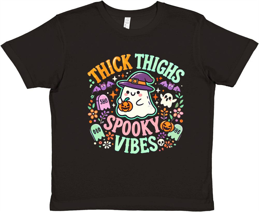 Thick Thighs Spooky Vibes Premium Kids Crewneck T-shirt
