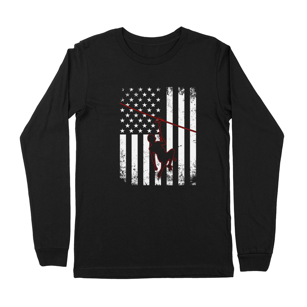 American US Flag Ziplining Premium Long Sleeve
