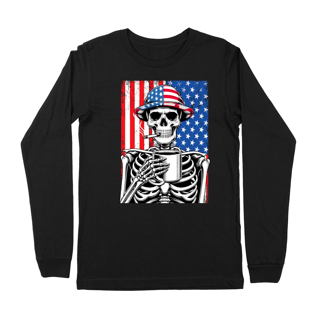 USA Flag Vintage Skeleton 4th of july 31 Premium Long Sleeve