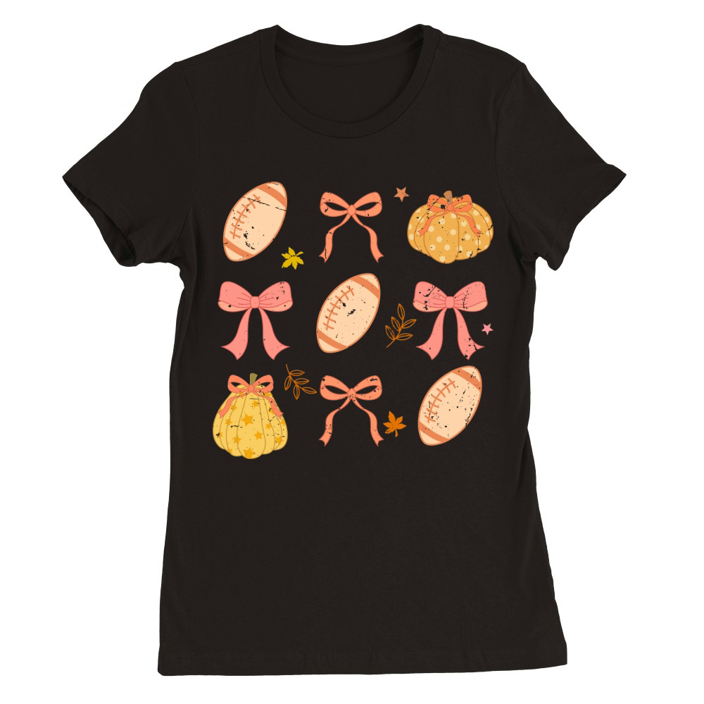 Fall Football Pumpkins Premium Womens Crewneck T-shirt