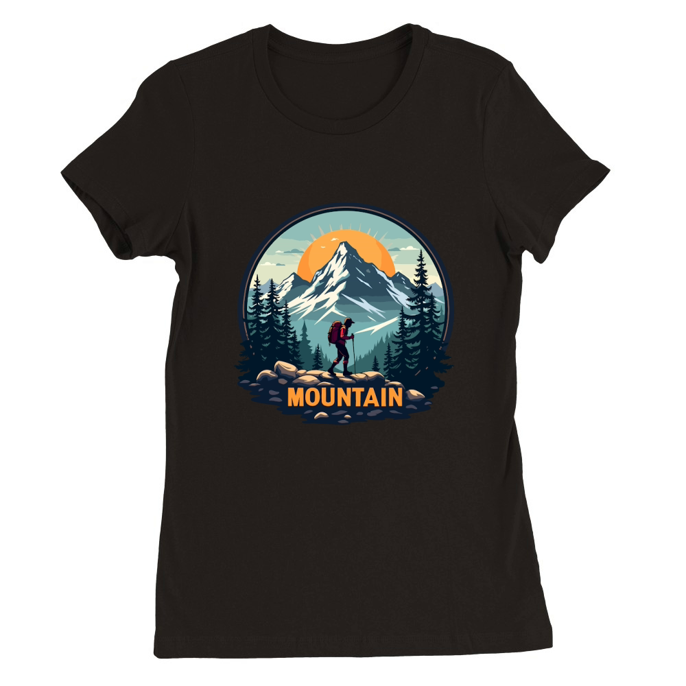 Mountain explorer hiking adventure Illus 07 Premium Womens Crewneck T-shirt