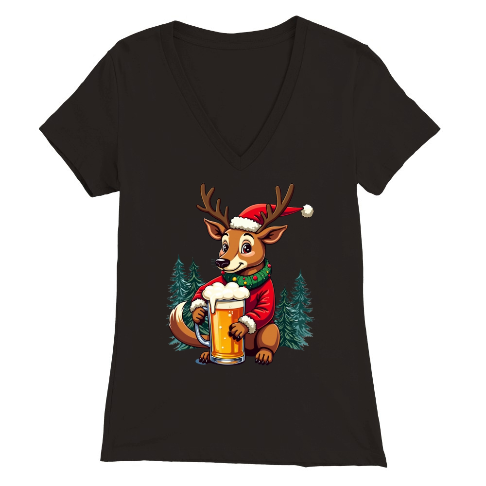 Animal Beer Christmas Sublimation Bundle 16 Premium Womens V-Neck T-shirt