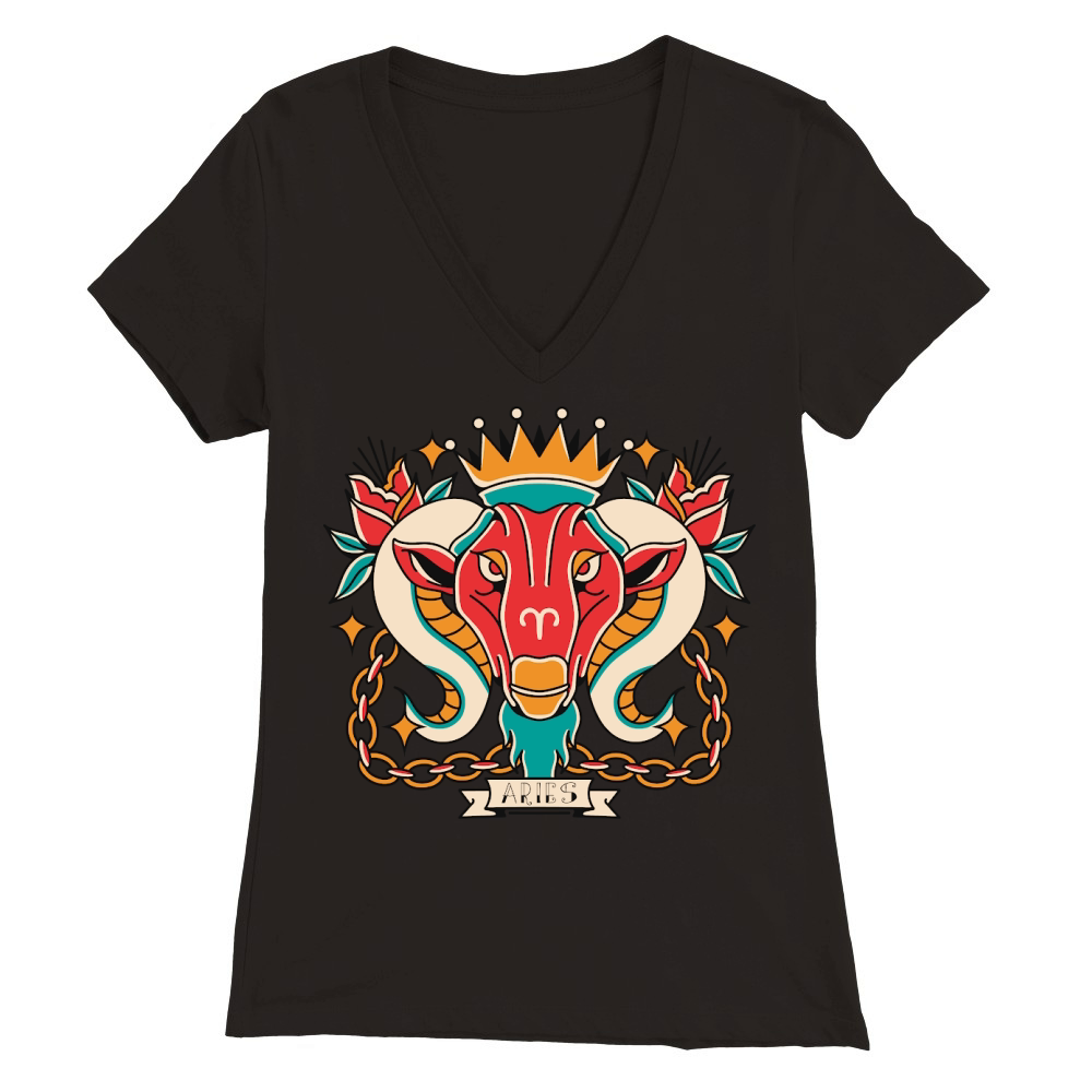 Aries Premium Womens V-Neck T-shirt