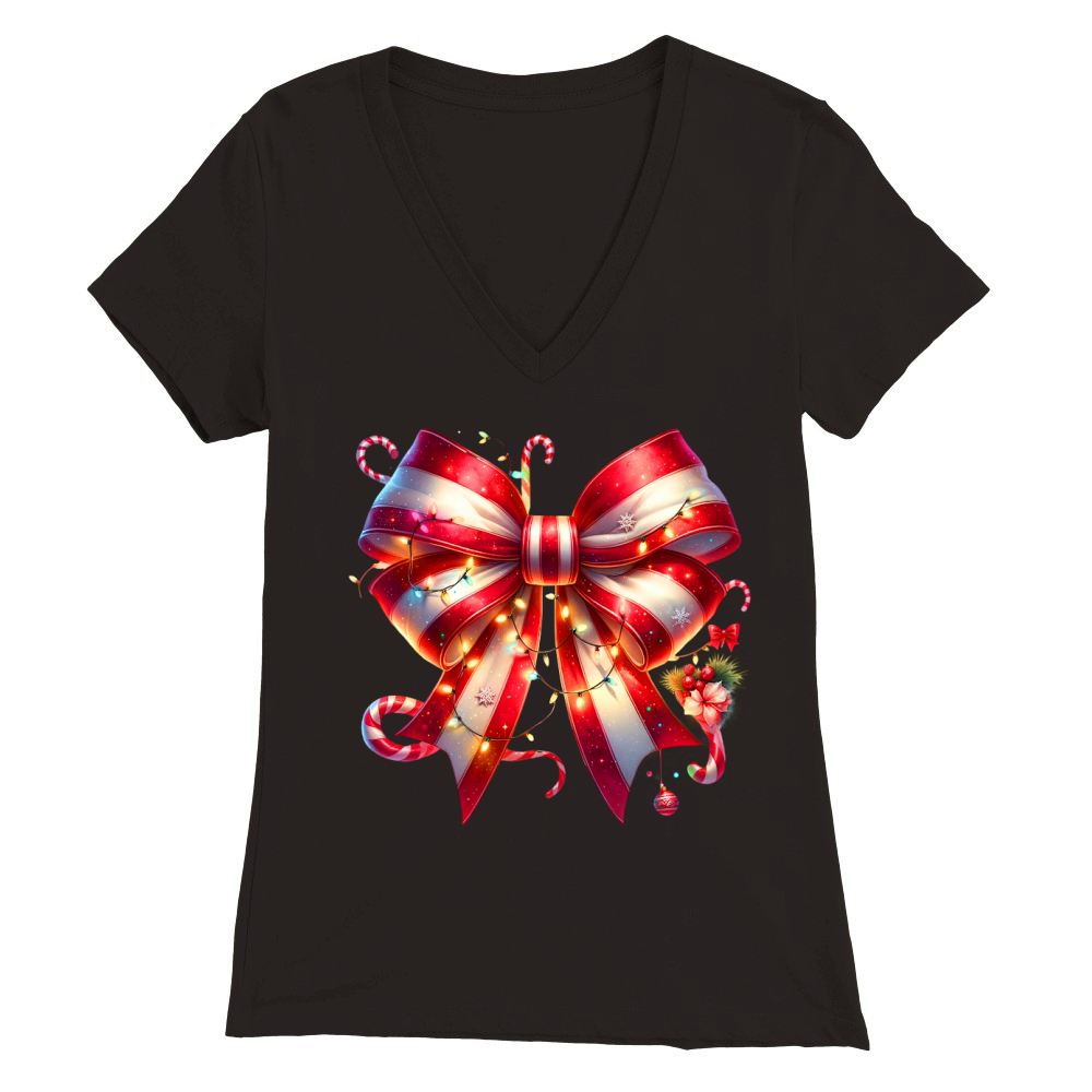 Christmas bow 13 17 Premium Womens V-Neck T-shirt