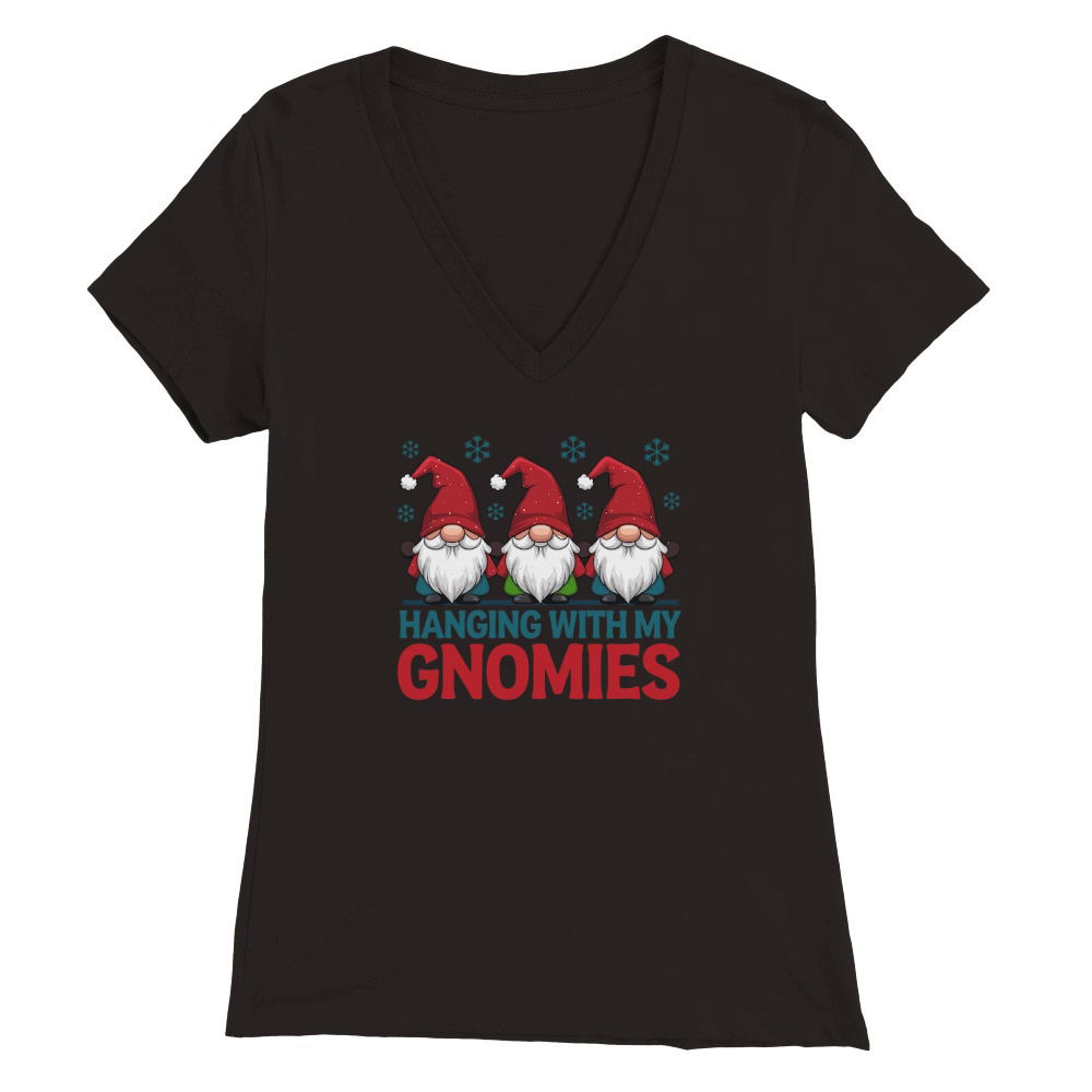 Christmas hanging with my gnomies 2 Premium Womens V-Neck T-shirt