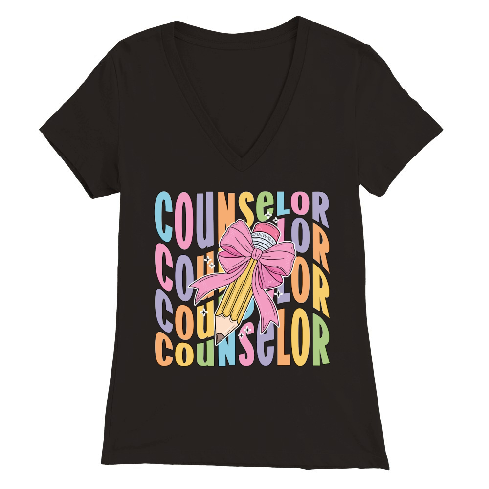 counselor pencil wavy Premium Womens V-Neck T-shirt