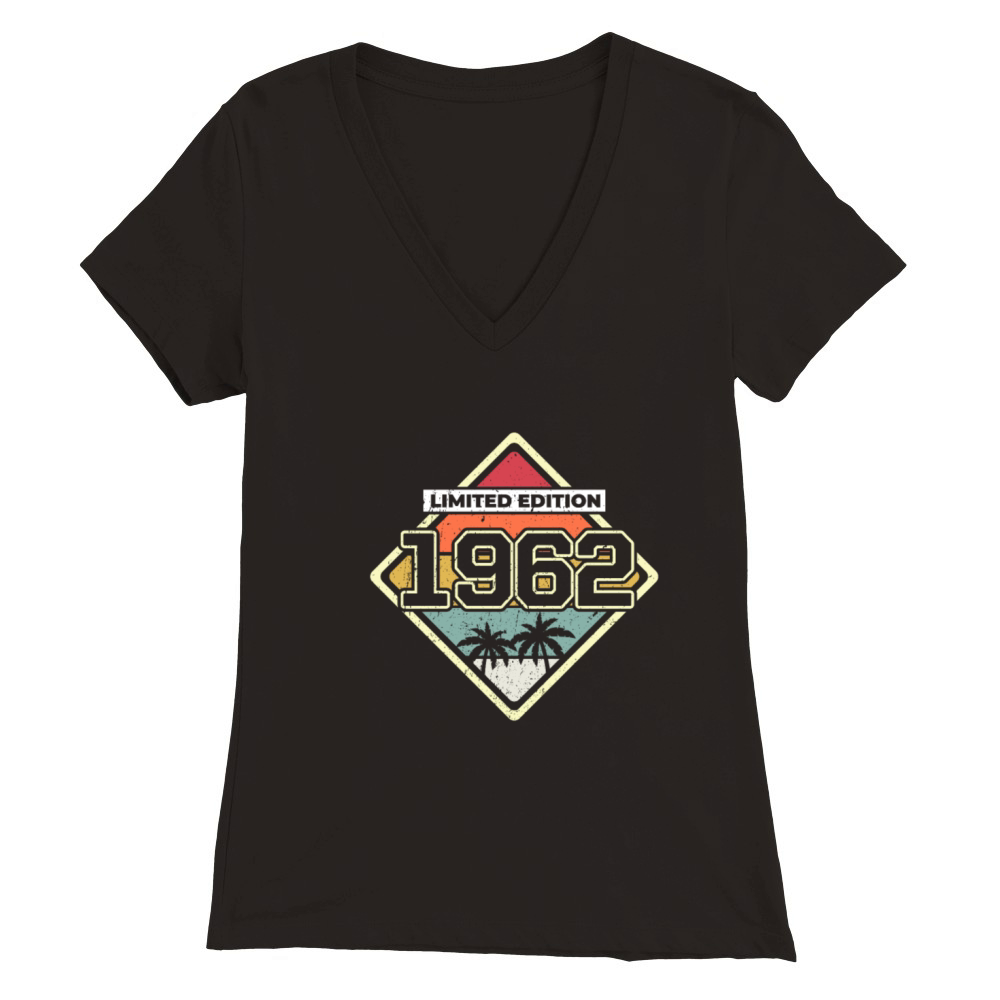 Limited Edition 60th Birthday Gift Vintage 1962 Premium Womens V-Neck T-shirt