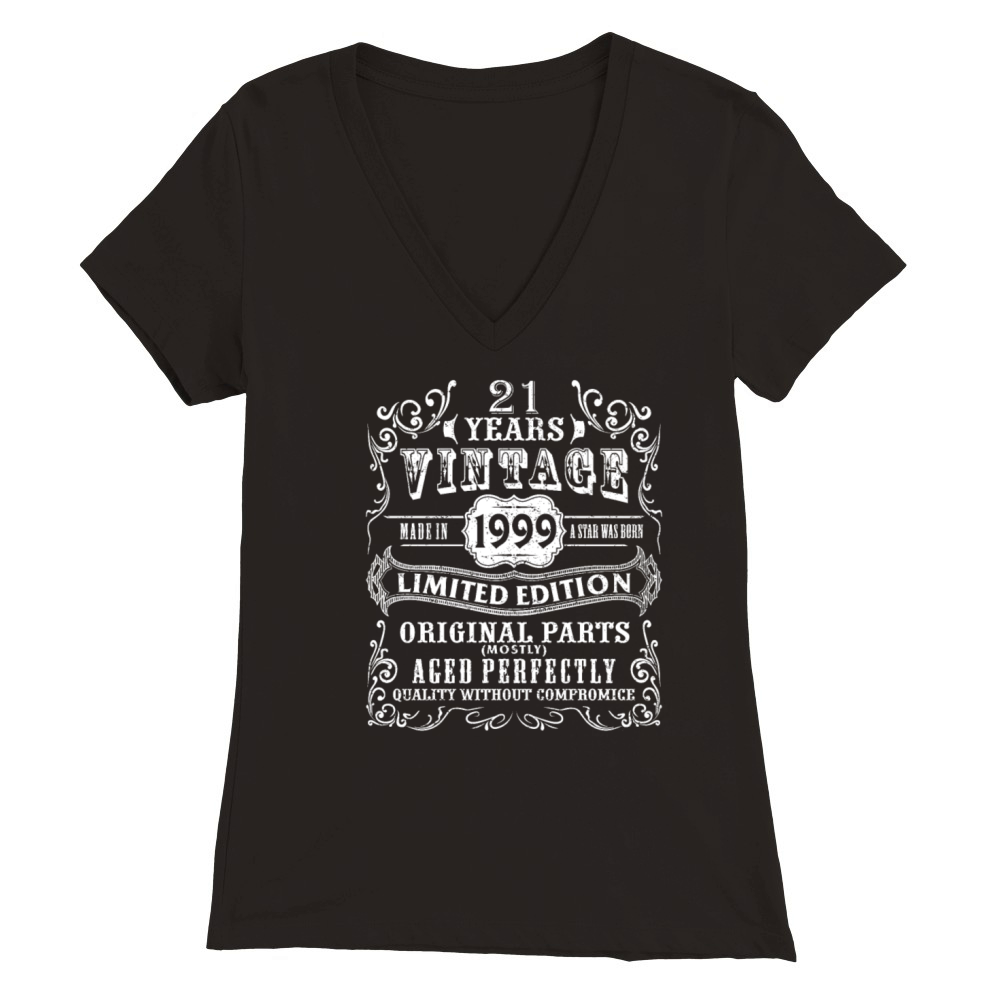 Vintage Made in 1999 21st Birthday Gift 21 Years O Premium Womens V-Neck T-shirt