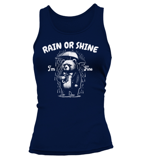 Rain or Shine Bear with Umbrella D White Tank top Woman