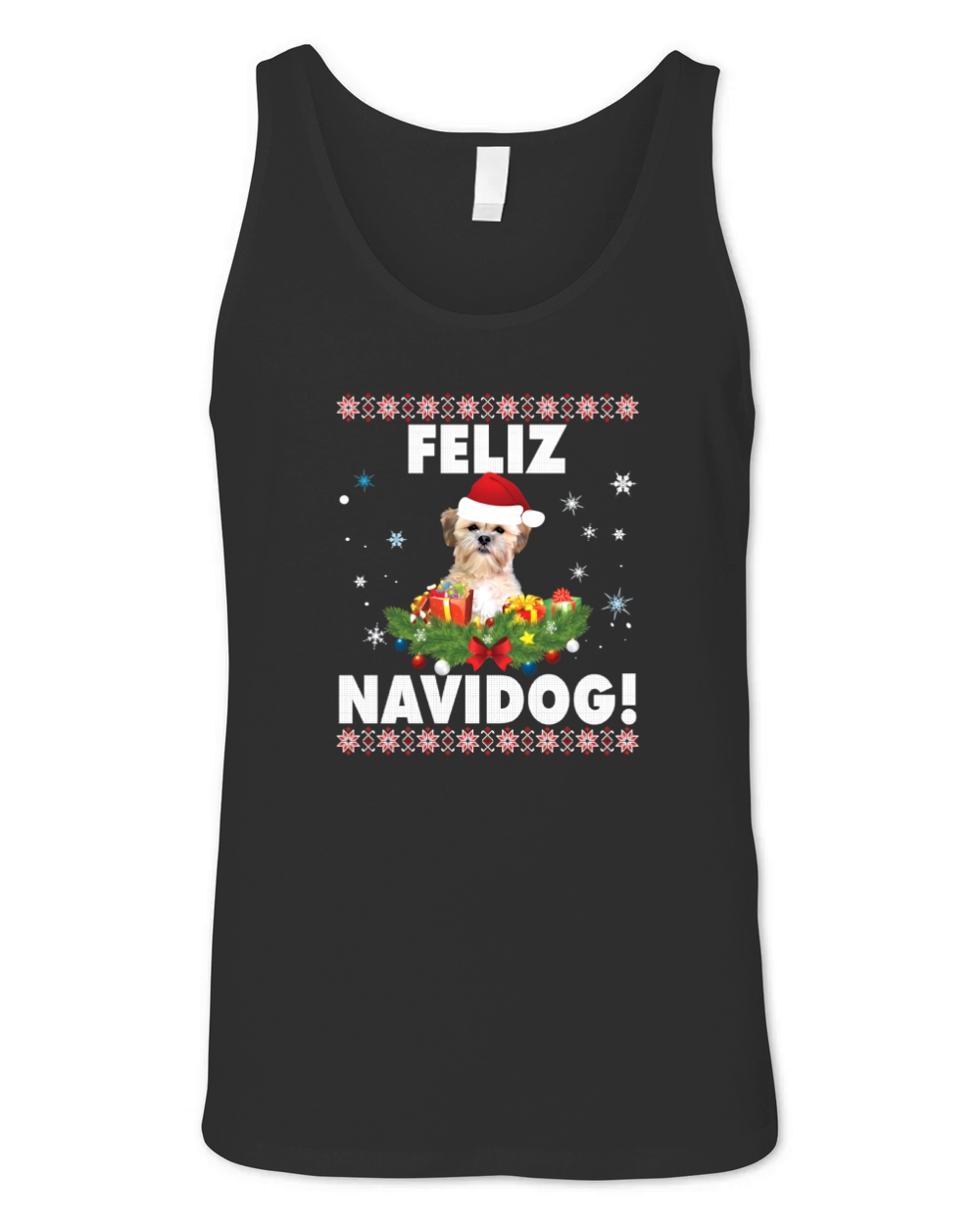 Feliz Navidog Shichon Dog Ugly Christmas Santa Unisex Jersey Tank