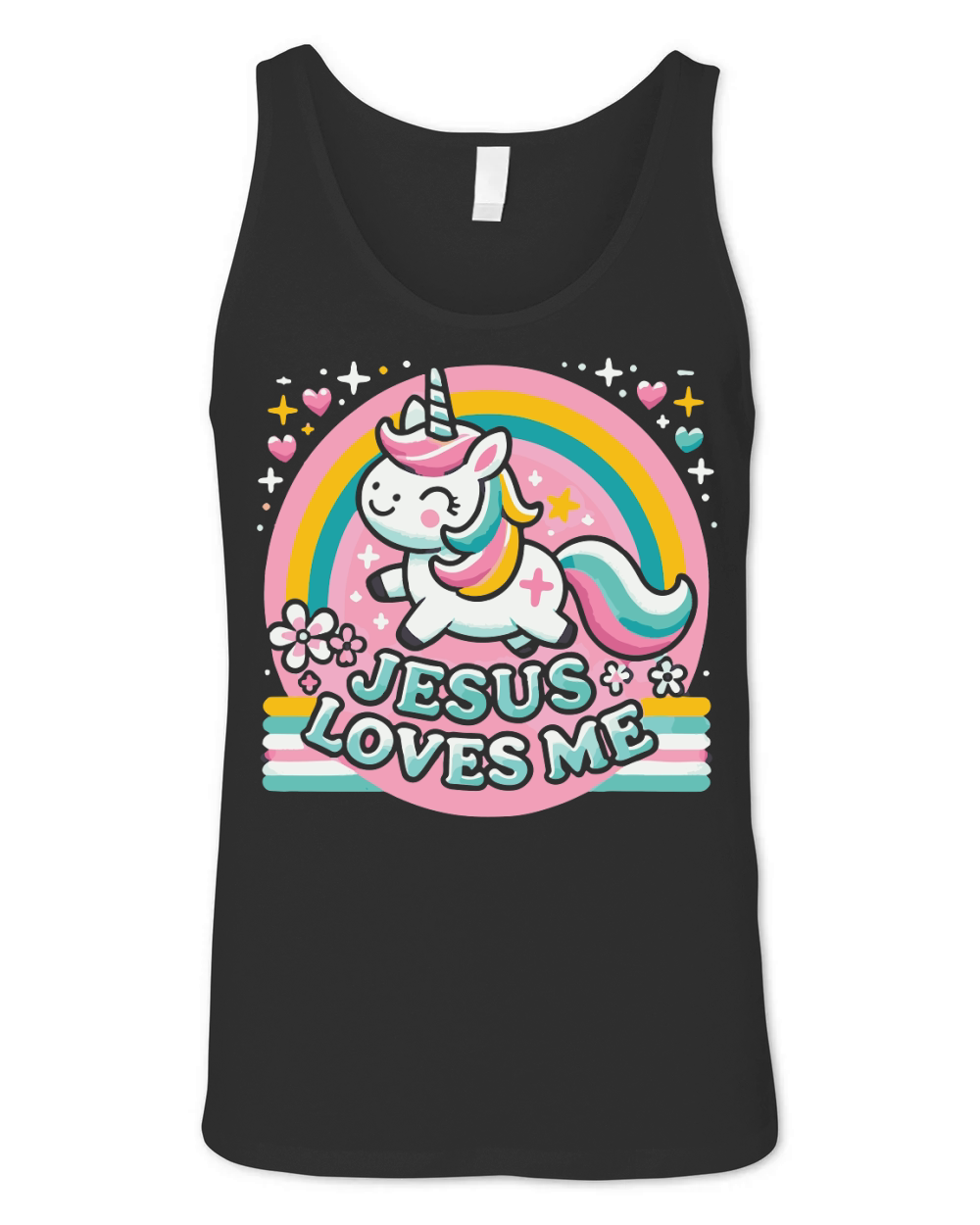 Jesus Loves Me Unicorn Christian Unisex Jersey Tank