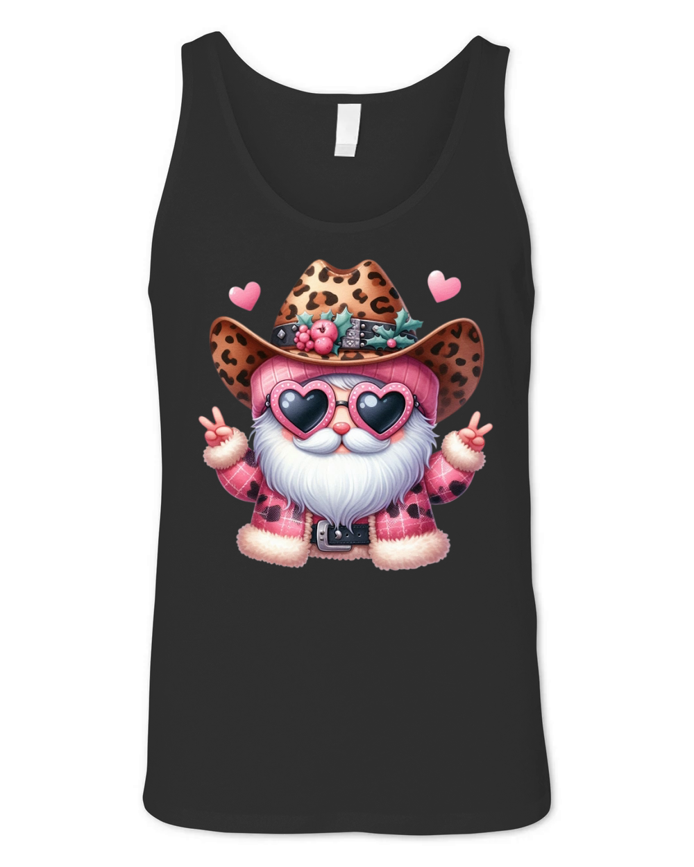 Leopard Santa Watercolor Christmas Unisex Jersey Tank