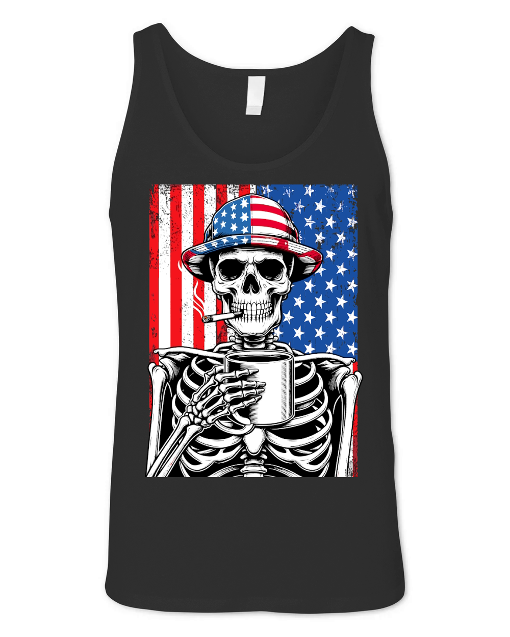 USA Flag Vintage Skeleton 4th of july 31 Unisex Jersey Tank