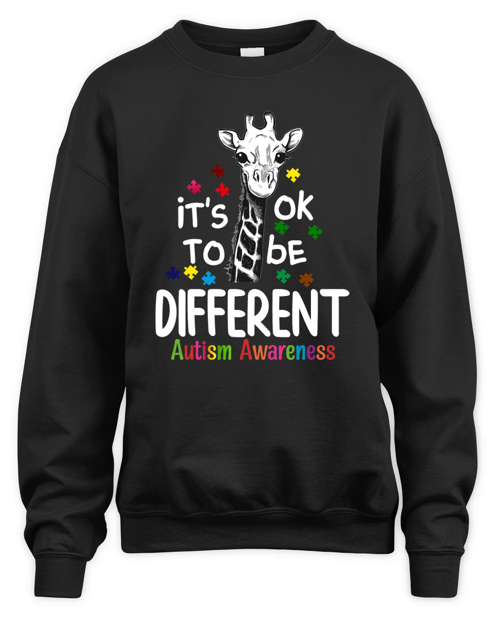 Autism   Cute Giraffe Animals Be Differents Unisex Premium Crewneck Sweatshirt
