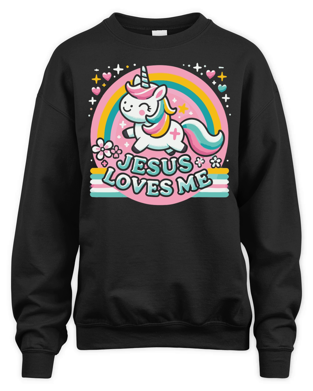 Jesus Loves Me Unicorn Christian Unisex Premium Crewneck Sweatshirt