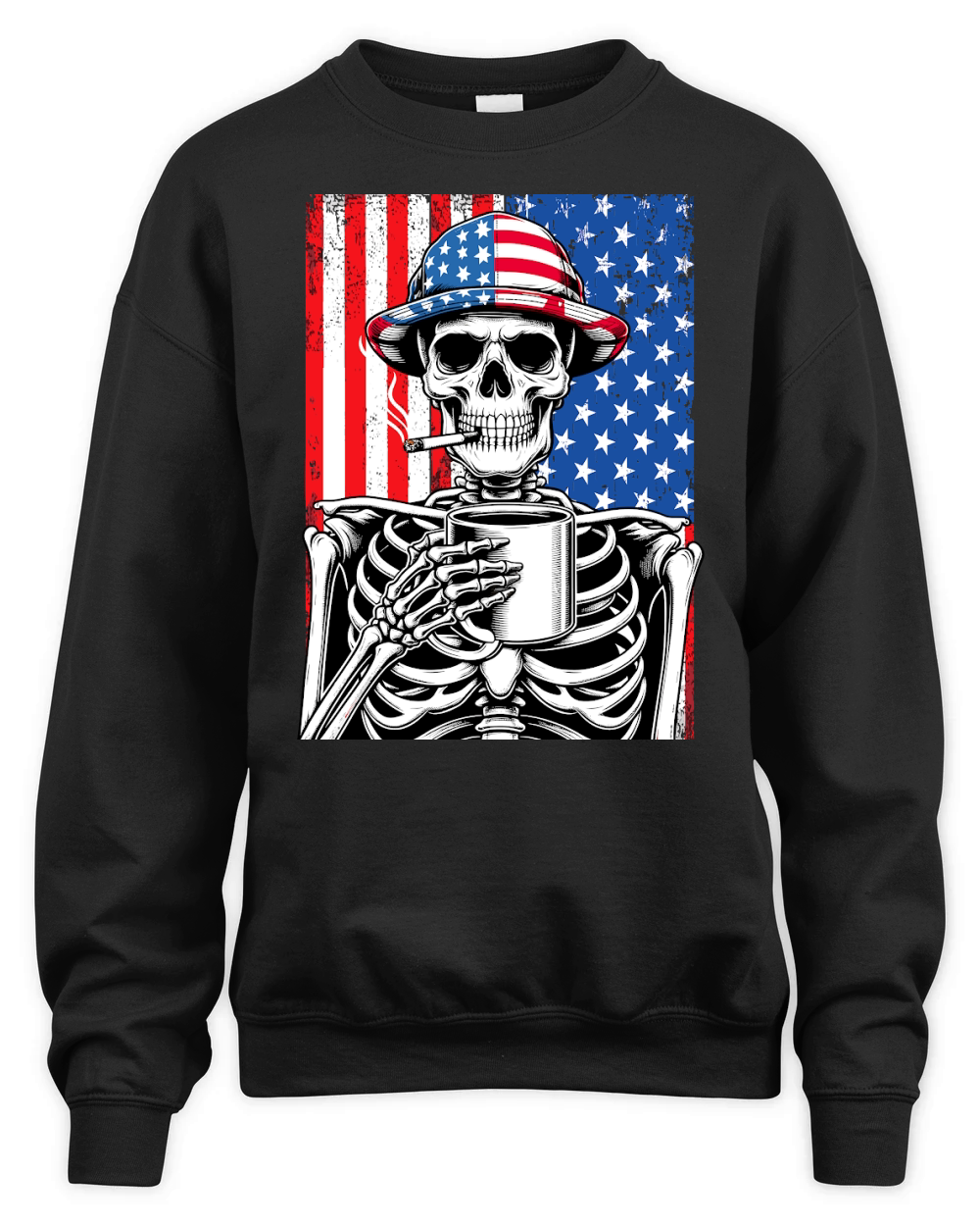 USA Flag Vintage Skeleton 4th of july 31 Unisex Premium Crewneck Sweatshirt