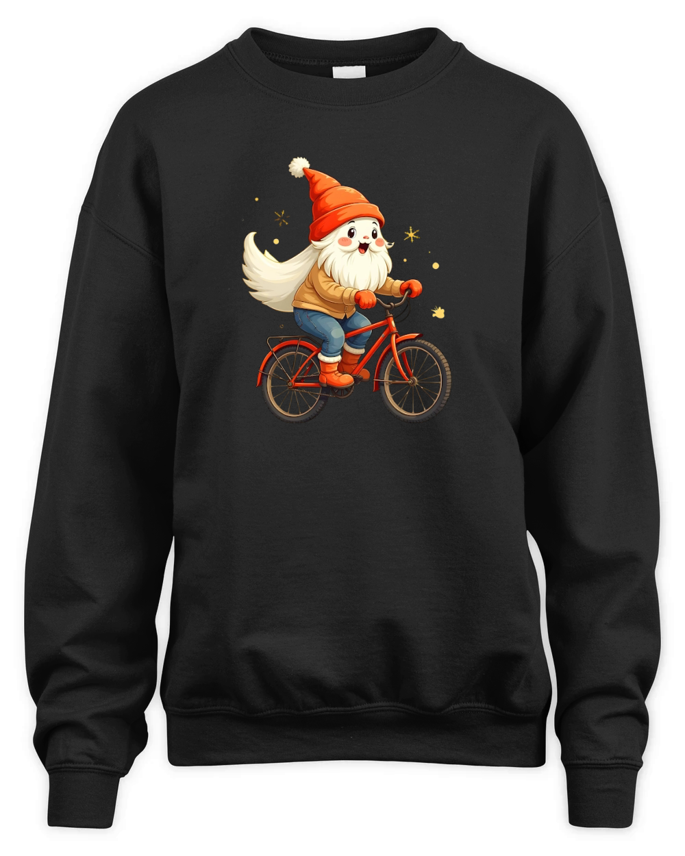 Winter Gnome on a Bicycle Unisex Premium Crewneck Sweatshirt