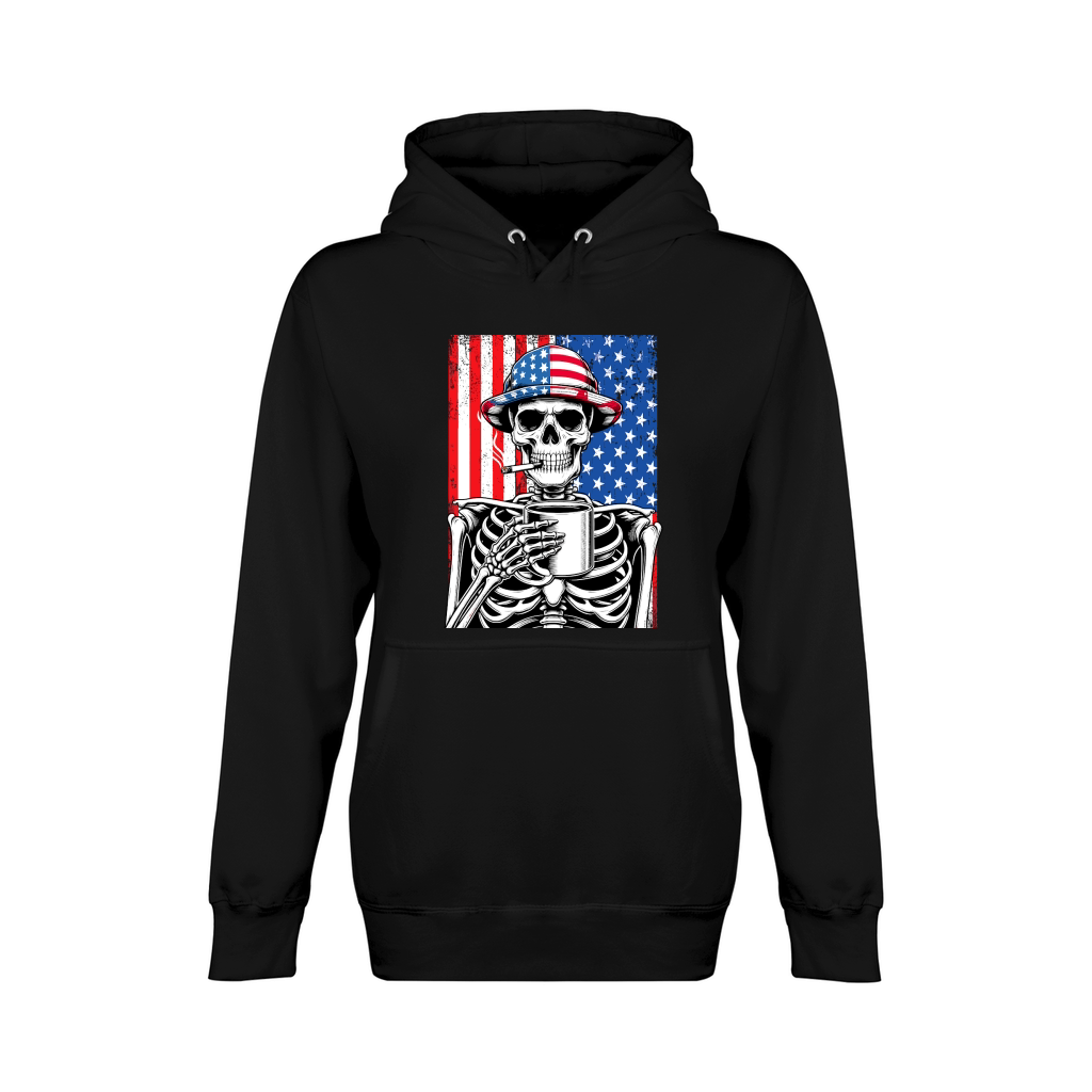 USA Flag Vintage Skeleton 4th of july 31 Unisex Premium Pullover Hoodie