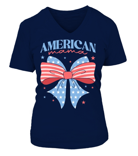 Coquette  American Mama 4th of July PNG Sublimation V-neck T-Shirt Woman