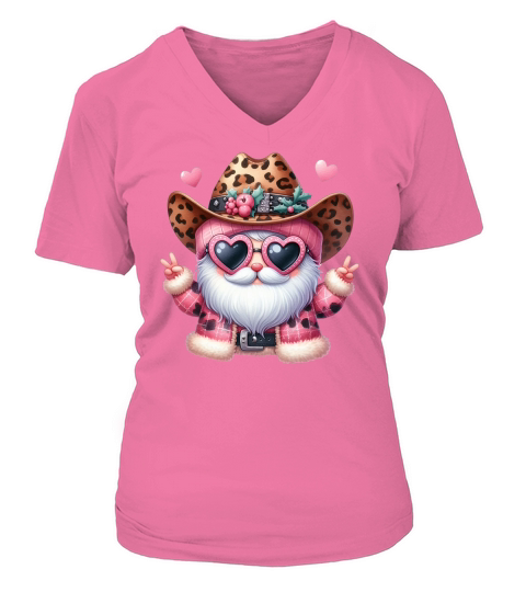 Leopard Santa Watercolor Christmas V-neck T-Shirt Woman