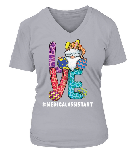 Medical Assistant Gnome Bunny Day Easter Sunday V-neck T-Shirt Woman