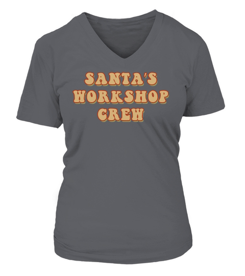 Santa’s Workshop Crew Retro Brown V-neck T-Shirt Woman