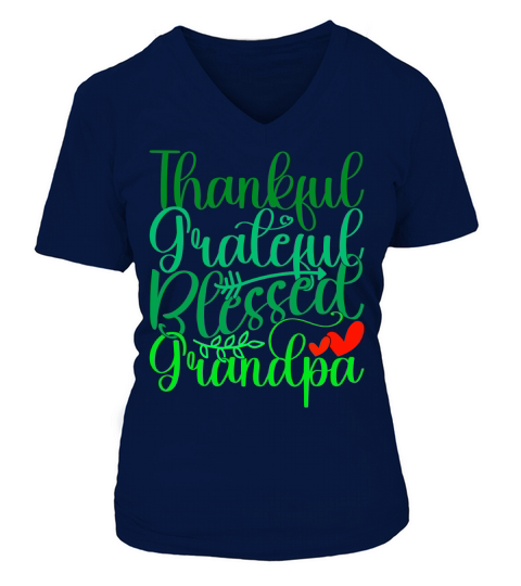 Thankful Grateful Blessed Grandpa V-neck T-Shirt Woman