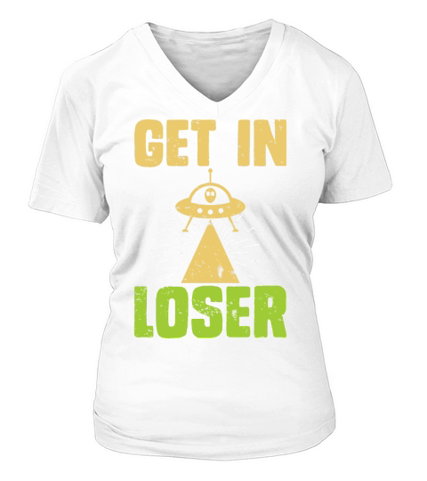 Vintage UFO Alien  get In loser V-neck T-Shirt Woman