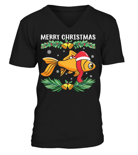Fish Merry Christmas Goldfish V-Neck T-shirt