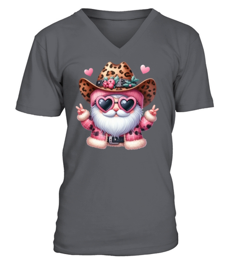 Leopard Santa Watercolor Christmas V-Neck T-shirt