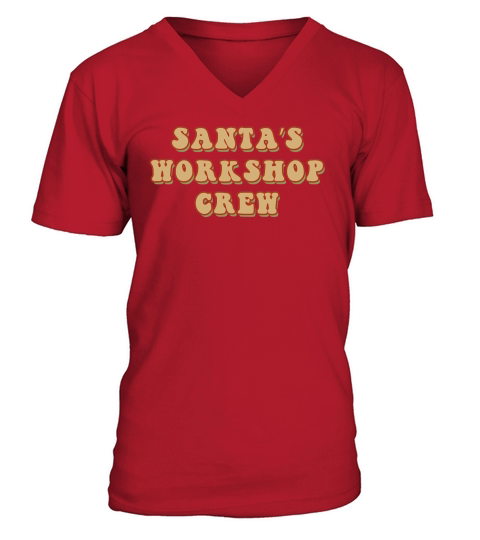 Santa’s Workshop Crew Retro Brown V-Neck T-shirt