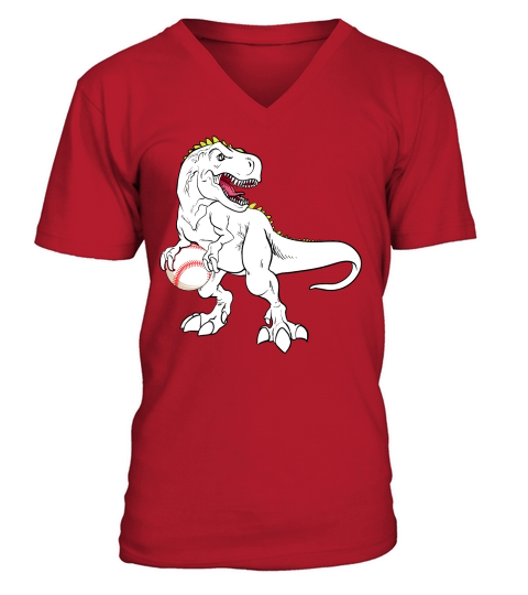 T rex Dinosaur Baseball Cute Sports V-Neck T-shirt
