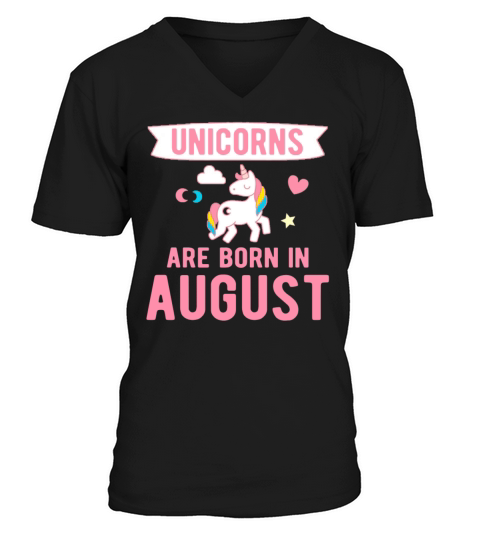 Unicorns are Born in August V-Neck T-shirt