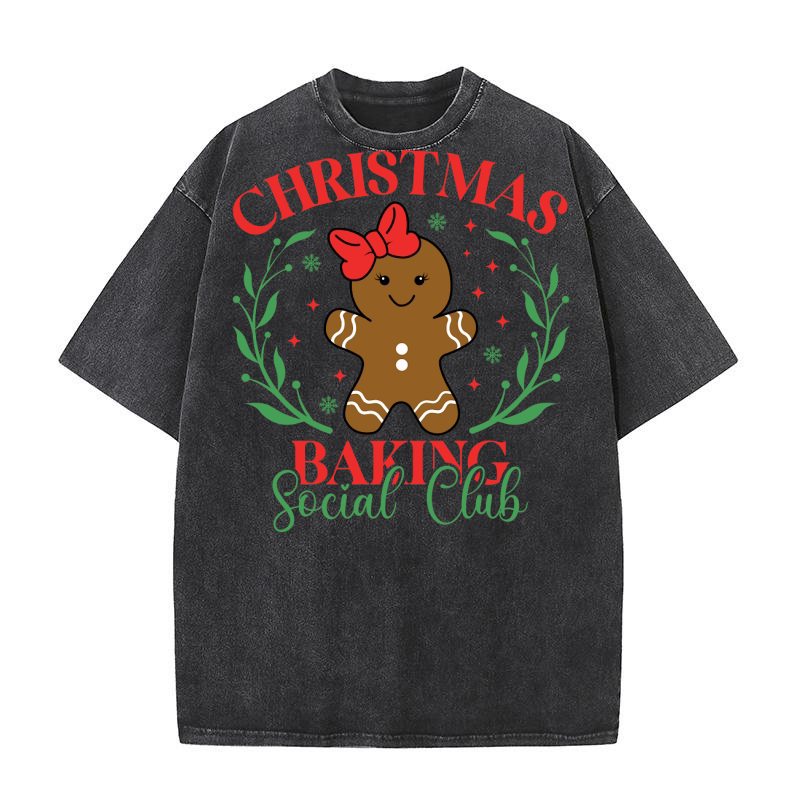 Christmas Baking Social Club 4 Washed T-Shirt