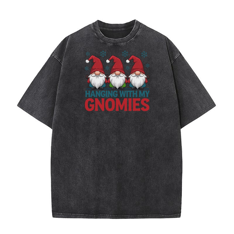 Christmas hanging with my gnomies 2 Washed T-Shirt
