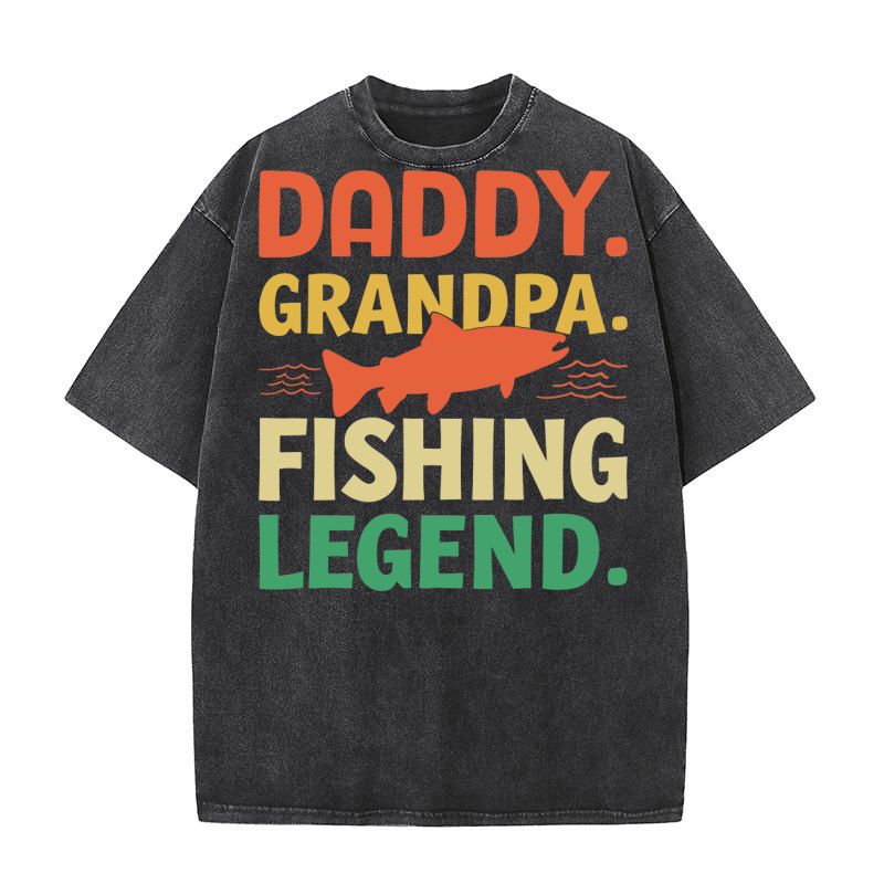 Dady grandpa fishing legend Washed T-Shirt