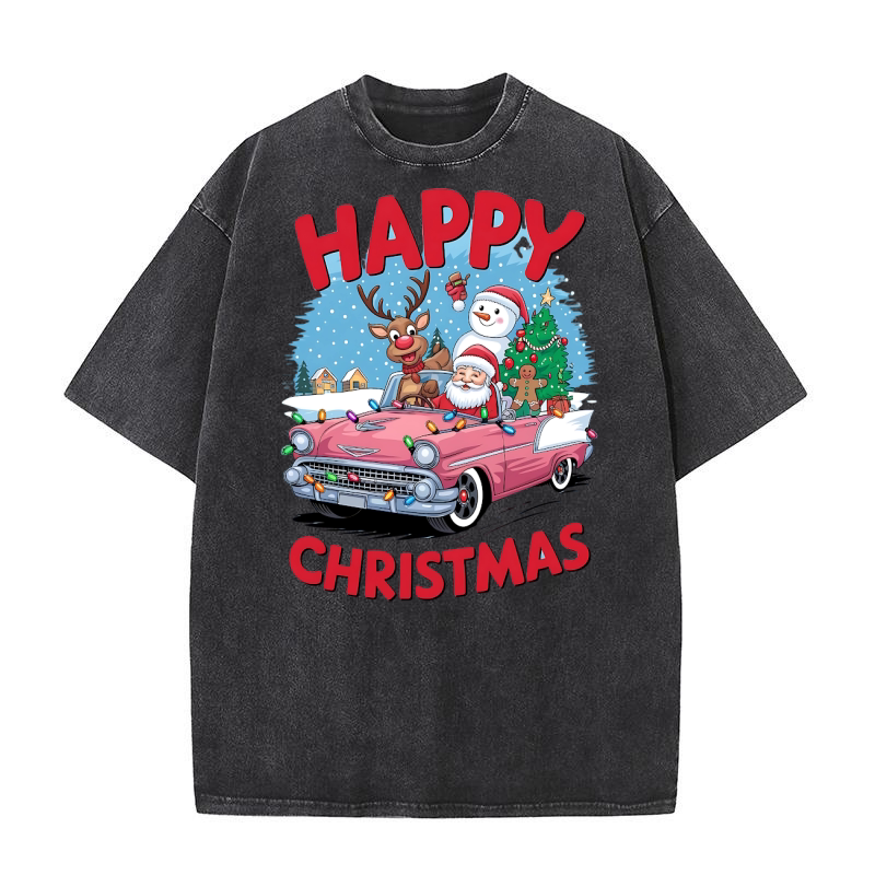 Happy Christmas 9 Washed T-Shirt