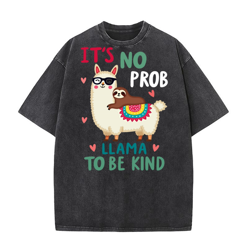 Its no prob llama to be kind Washed T-Shirt