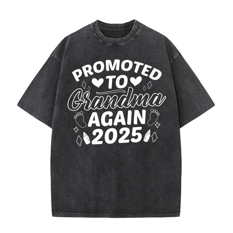 Promoted To Grandma again 2025 Washed T-Shirt
