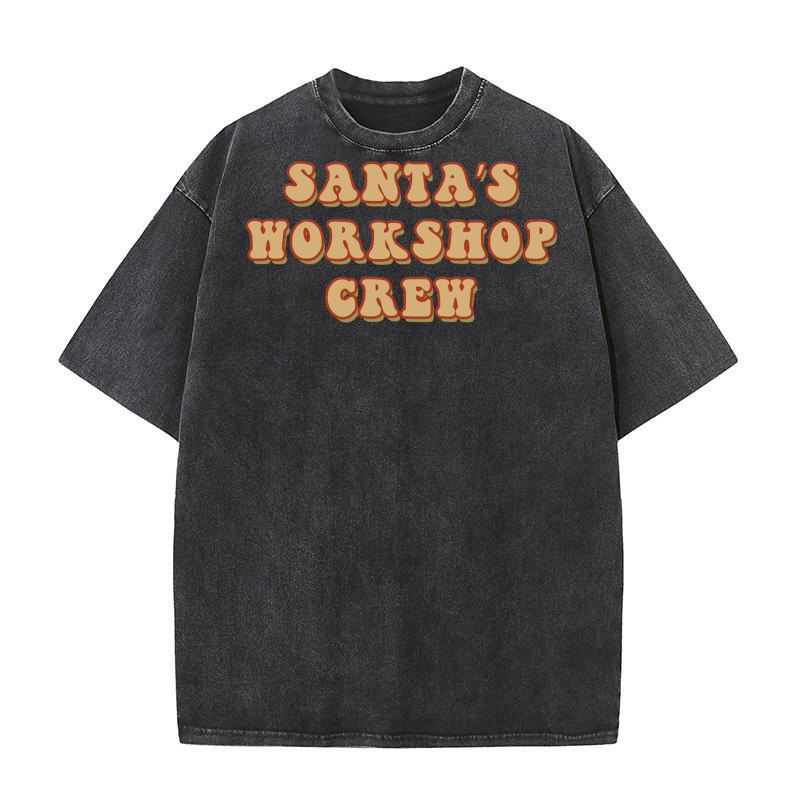 Santa’s Workshop Crew Retro Brown Washed T-Shirt