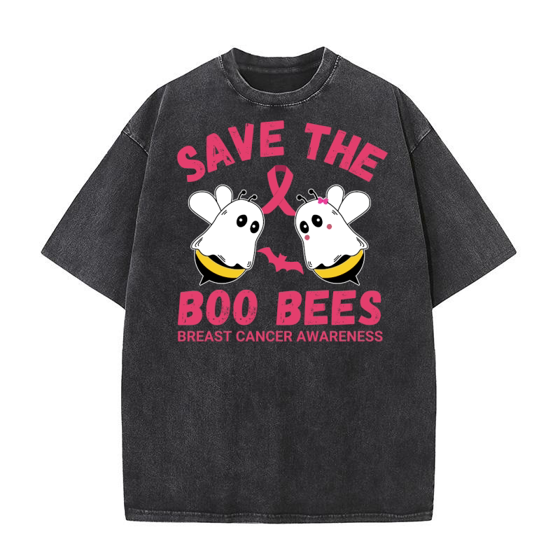 Save The Boobees Boo Bees Breast Cancer Awareness Washed T-Shirt