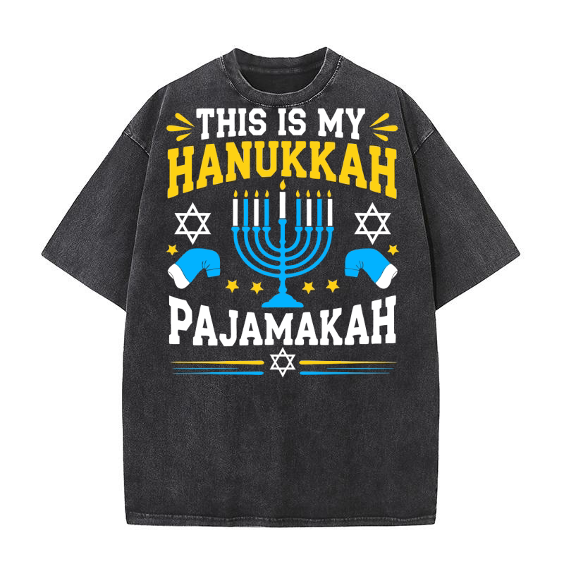 THIS IS MY HANUKKAH PAJAMAKAH 02 Washed T-Shirt