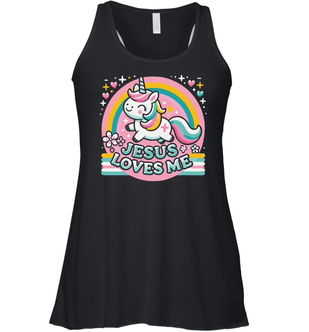 Jesus Loves Me Unicorn Christian Women's Flowy Tank Top