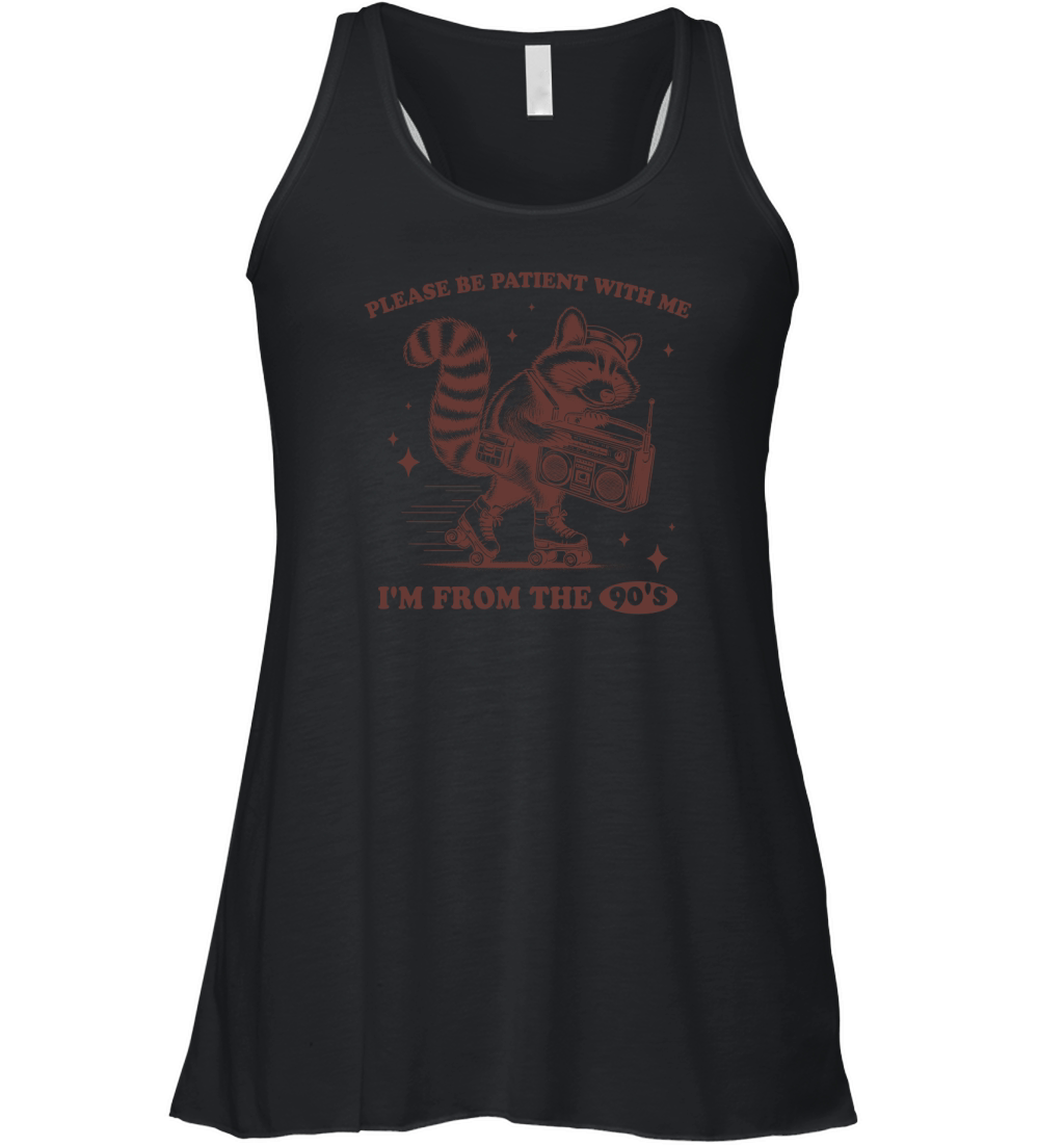 Raccoon Roller Skate Vintage Radio L Brown Women's Flowy Tank Top