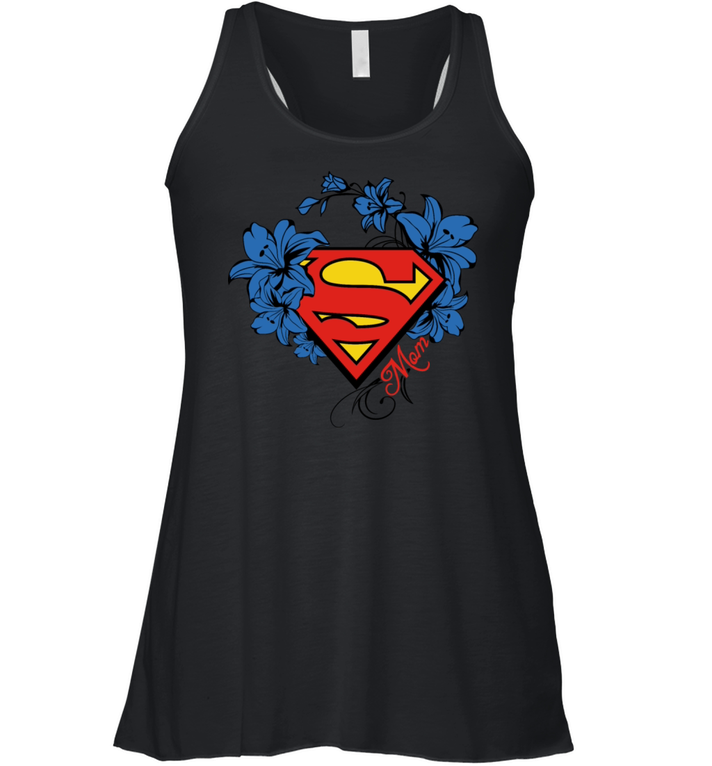 Superman Super Mom Flowers Red Women's Flowy Tank Top