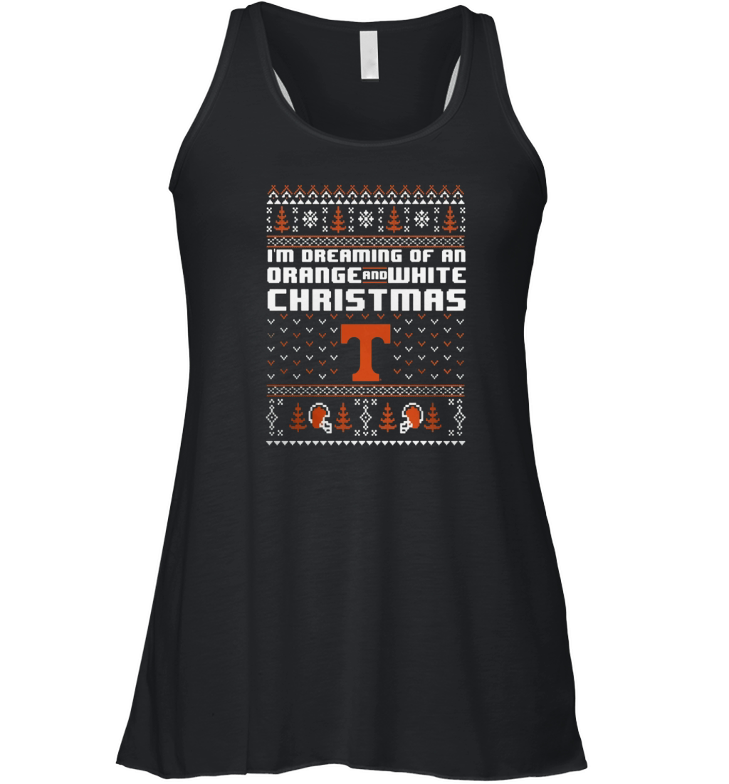 Tennessee Volunteers - Ugly Christmas Dreaming Of Orange and White Christmas Women's Flowy Tank Top