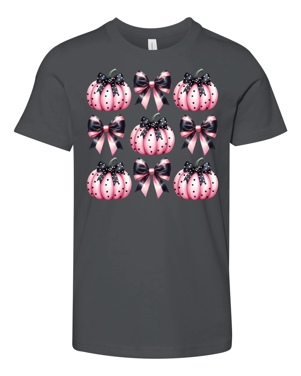 PumpkinCoquetteBow3 PNG Youth Unisex Jersey Tee