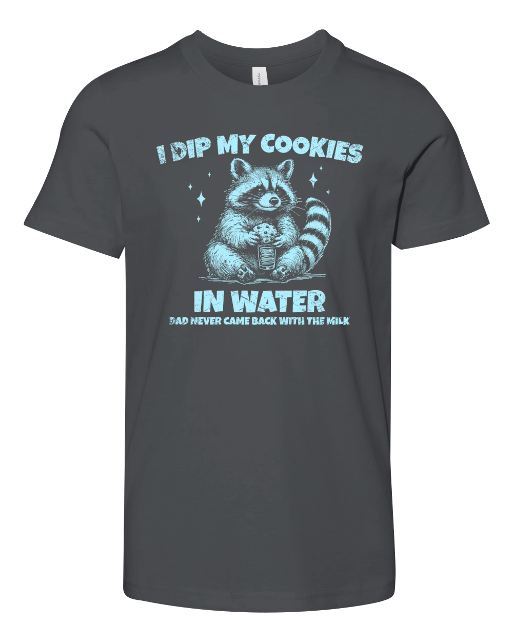 Raccoon Dip Cookie in Water D Sky GR Youth Unisex Jersey Tee