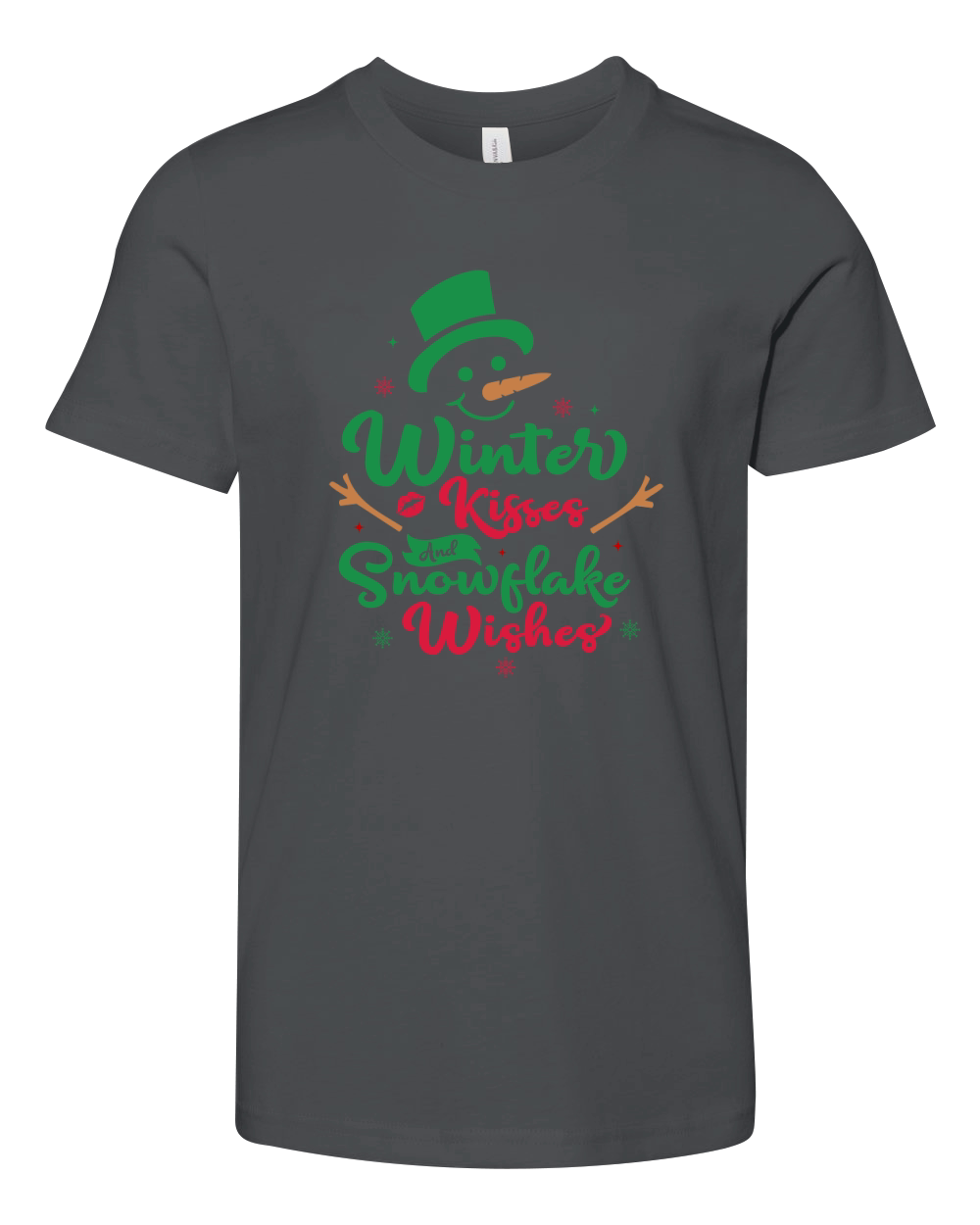 Winter kisses snowflake wishes Youth Unisex Jersey Tee